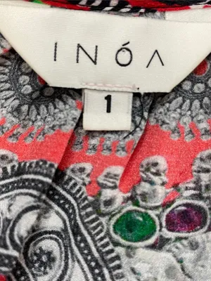 INOA Red Mixed-Print Silk Spaghetti-Strap Maxi Dress thumbnail 5