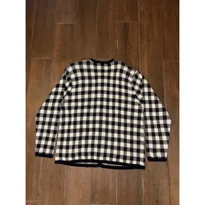 Liz Baker Cardigan L Black White Gingham Check Gold‎ Button Retro Dark Academia thumbnail 8