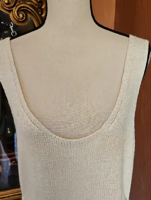 Sleeveless Scoop Neck Knit Mini Dress in Cream thumbnail 7