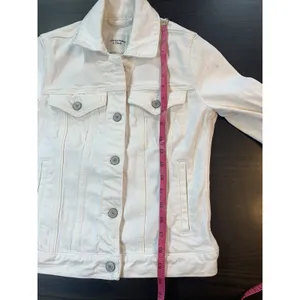 Abercrombie & Fitch White Denim Trucker Jacket Womens XS 144J0317 Stretch Cotton thumbnail 13