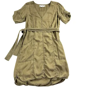 Pilcro and the Letterpress Utility Dress Womens Small‎ Olive Green Lyocell Mini thumbnail 2