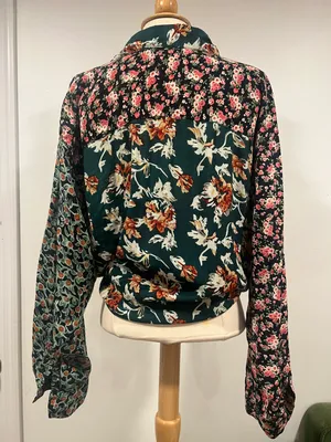 Vintage Women Floral Patchwork Blouse m Size L thumbnail 4