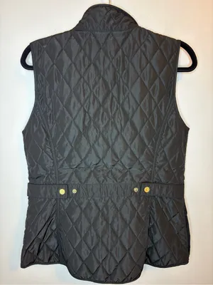 Lilly Pulitzer Getaway Black Quilted Vest Floral Lining Gold Hardware L thumbnail 3