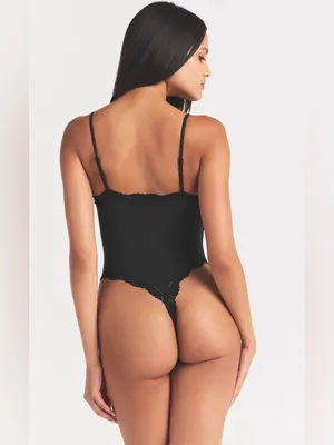 SKIMS Fits Everybody Black Cami Lace-Trim Bodysuit Size S thumbnail 3