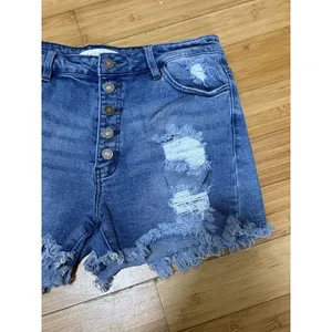 Nature Denim Women’s Hi-Rise Distressed Shorts Size Large Blue Jean Button Fly thumbnail 2