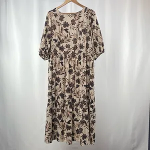 Eloquii Floral Puff Sleeve Midi Dress‎ in Cream Size 16 thumbnail 5