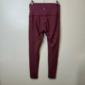 Lululemon Wunder Under High Rise Burgundy Herringbone Leggings Size 8 Activewear thumbnail 5