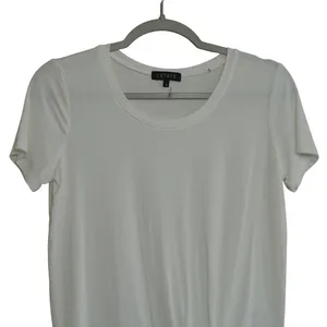1.STATE Womens White Ribbed Front Knot Short Sleeve Scoop Neck T-Shirt Size‎ S thumbnail 2