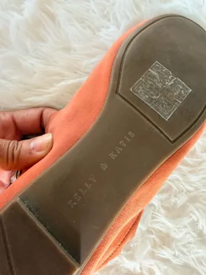 Kelly & Katie Weslyne Orange Suede Scalloped Ballet Flats thumbnail 7