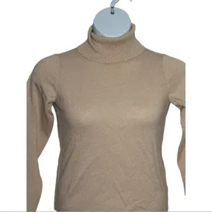 New York & Company Pink Rose Gold Glitter Turtleneck Sweater Small Y2K Fitted thumbnail 5