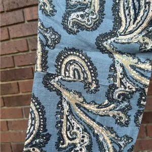 Free People Paradise Paisley Printed Linen Blend Pants Blue Combo Size Medium thumbnail 5