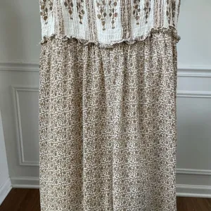 Sim & Sam Smocked Top Jumpsuit Natural Ivory Calico S thumbnail 4