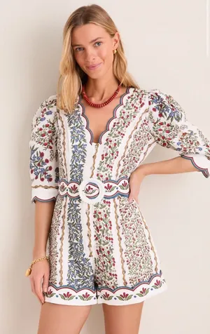Farm Rio Fruit Beauty Floral Belted Romper thumbnail 1