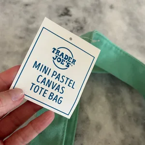 Trader Joe's Mint Green and Cream Canvas Tote with Floral Embroidery thumbnail 3