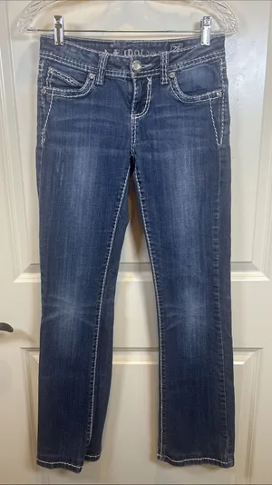 LA Idol Jeans Woman 28 Bootcut Rhinestone Embellished Rodeo Low Rise Denim Y2K thumbnail 1