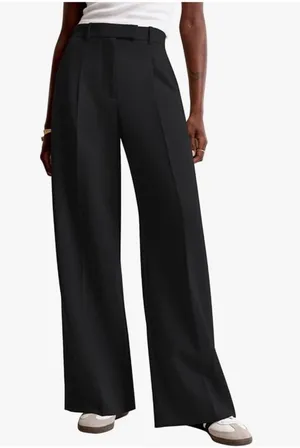 NiMin Women’s Black Pleated Wide Leg Pants High Waist Trousers Size X Small thumbnail 1