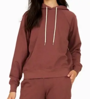 MATE the Label Organic Terry Raglan Hoodie in Plum - XS thumbnail 1