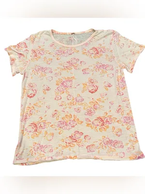 Free People Tourist Tee Floral Pink blush combo fairycore L short sleeves thumbnail 4