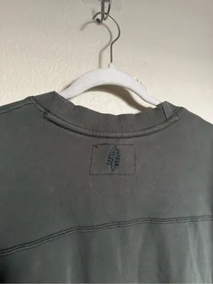 Free People Movement All Star Buti Logo Sweatshirt Sz L Oversized Green Stripe thumbnail 7