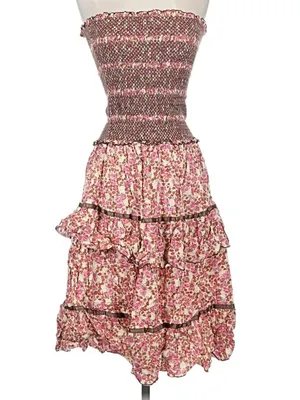 Vintage Free People Y2K Floral Smocked Tiered Midi Dress S Boho Cottagecore thumbnail 2