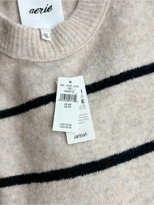 aerie Ribbed Cream Knit Sweater NWT XS thumbnail 3