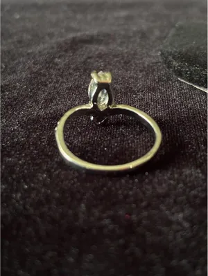 Marquise Clear Stone Ring with Textured Chevron Milgrain Band - Silvertone Sz 8 thumbnail 6