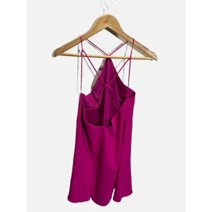 Deja Vu Halter Dress Women Medium Pink Strappy Open Back Flowy Party Summer Chic thumbnail 3