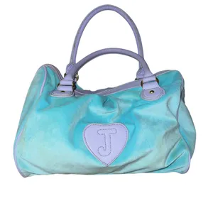 Vintage Juicy Couture light blue and lilac velour satchel bag thumbnail 3