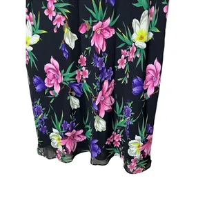 Vintage Skirt Womens Size 16 Black Floral Print Maxi‎ Stretch Waist Classic thumbnail 3