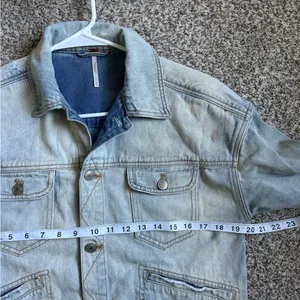 Free People Light Wash Denim Jacket Jean Casual Spring Summer Boho Bohemian XS thumbnail 7