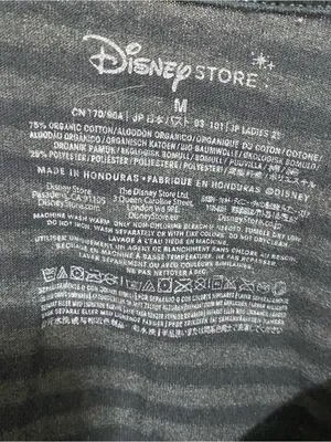 Disney Womens M Tinkerbell Tee T Shirt Let’s Get Lost In Neverland Black Stripes thumbnail 6
