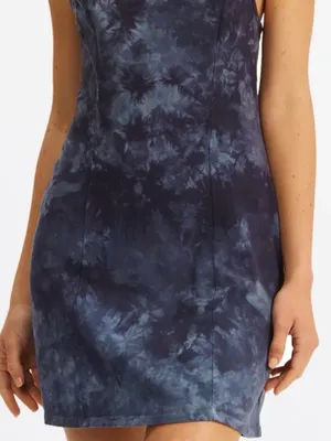 Billabong Womens Tie Dye Mini Dress Navy Blue Spaghetti Strap Beach Cover Up S thumbnail 2