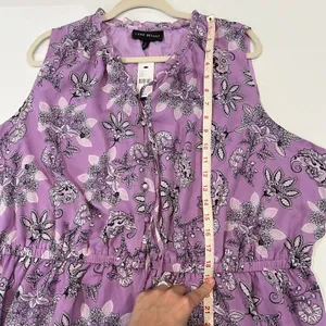 Lane Bryant NWT Sz 24 Sleeveless Notch Neck Elastic Waist Purple Floral Dress thumbnail 10