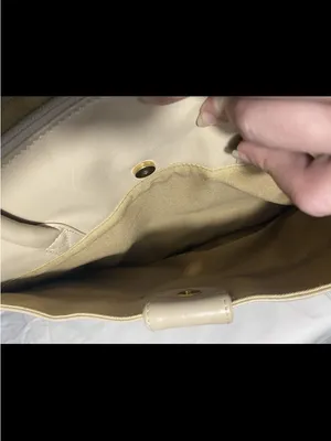 Liz Claiborne Classic Cream Leather Satchel Handbag thumbnail 6