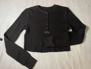 Skims waffle knit long sleeve top thumbnail 2