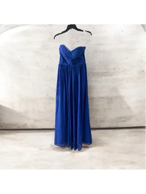 Bill Levkoff Royal Blue Strapless Chiffon Gown Size 8 thumbnail 2