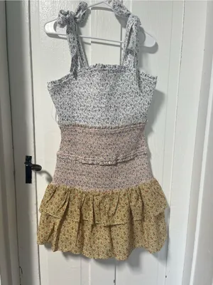 NWT Anthropologie Free the Roses Sleeveless smocked Floral mini dress Med thumbnail 4