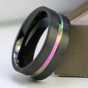 Men Women Tungsten Carbide Black Ring thumbnail 1