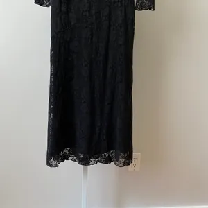 Anthro NIA M Whimsigoth Witchy Black Maxi Dress Floral Lace Mock Neck Sheer Goth thumbnail 3
