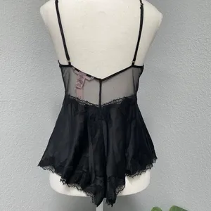 🆕 Victoria'S Secret Black Sheer Teddy Floral Lace Bodysuit Sheer Satin thumbnail 5