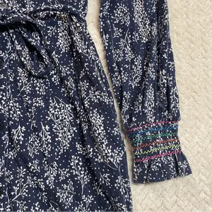Boden Womens Navy Smocked Detail Jersey Tie Waist Cottagecore Dress Size 8R‎ thumbnail 10