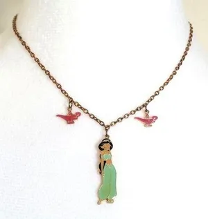 Retro Vintage Disney Princess Jasmine Gold Tone Necklace Choker thumbnail 1