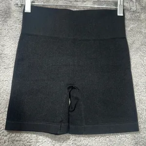Unbranded‎ Biker Shorts Womens S Black High Waist Ribbed Seamless Athletic thumbnail 1