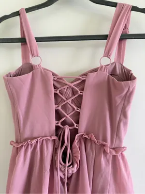 Lulus Pink Bustier Lace-Up Maxi Dress NEW NWT event tiered homecoming thumbnail 6