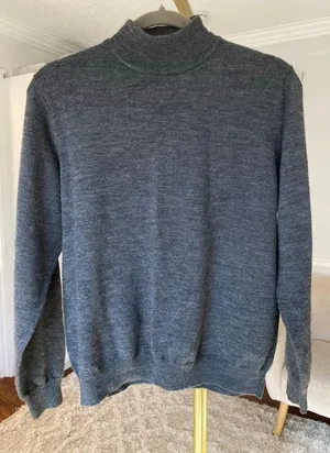 Charter Club Merino Wool Turtleneck Sweater Gray Knit Quiet Luxury Parisian Cozy thumbnail 1