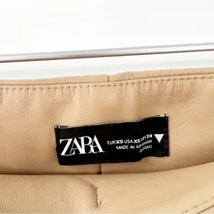 ZARA Faux Leather Skinny Pants Women's‎ Size XS Tan Minimalist Chic thumbnail 6