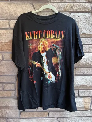 Kurt Cobain Nirvana MTV Unplugged Graphic Tshirt Black 1x thumbnail 2