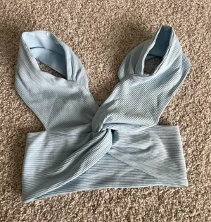 SheIn Blue Twist Front Open Back Crop Top thumbnail 1