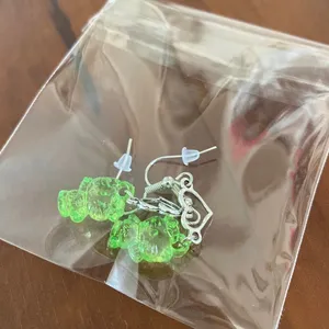 Handmade Dangle Heart Earrings Kitty Kawaii thumbnail 3