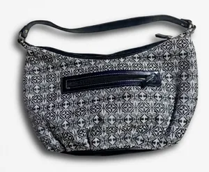 First Issue Liz‎ Claiborne Black White Geometric Damask Hobo Shoulder Bag Pocket thumbnail 1